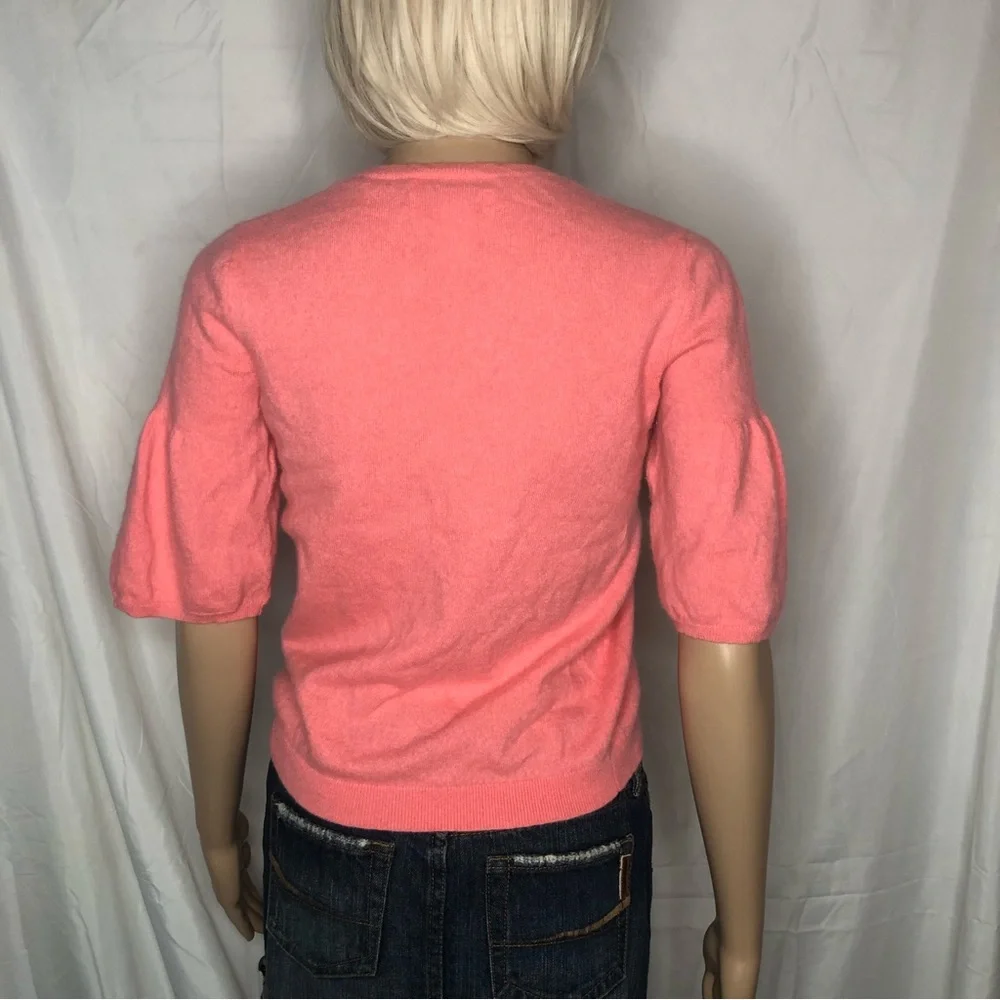 Nordstrom Signature cashmere crew neck puff sleeve pullover sweater pink szS